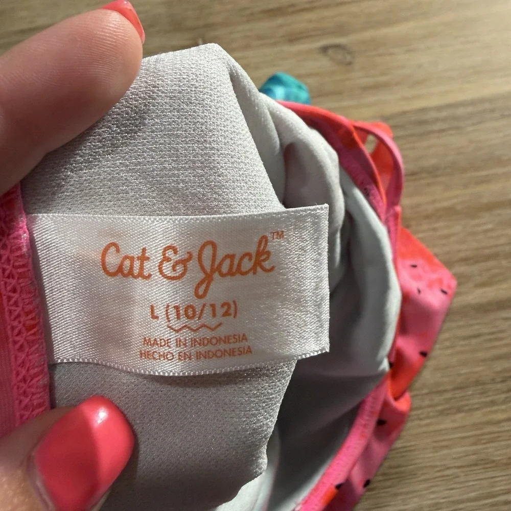 Cat & Jack Women's Watermelon One-Shoulder Swimsuit Large 10/12